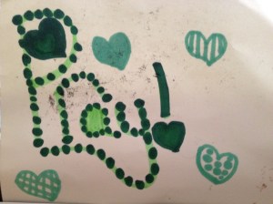Gracie's handmade card that I keep with me