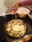 Emmenthal Cheese (swiss cheese) poured on top - or you can put it in the custard